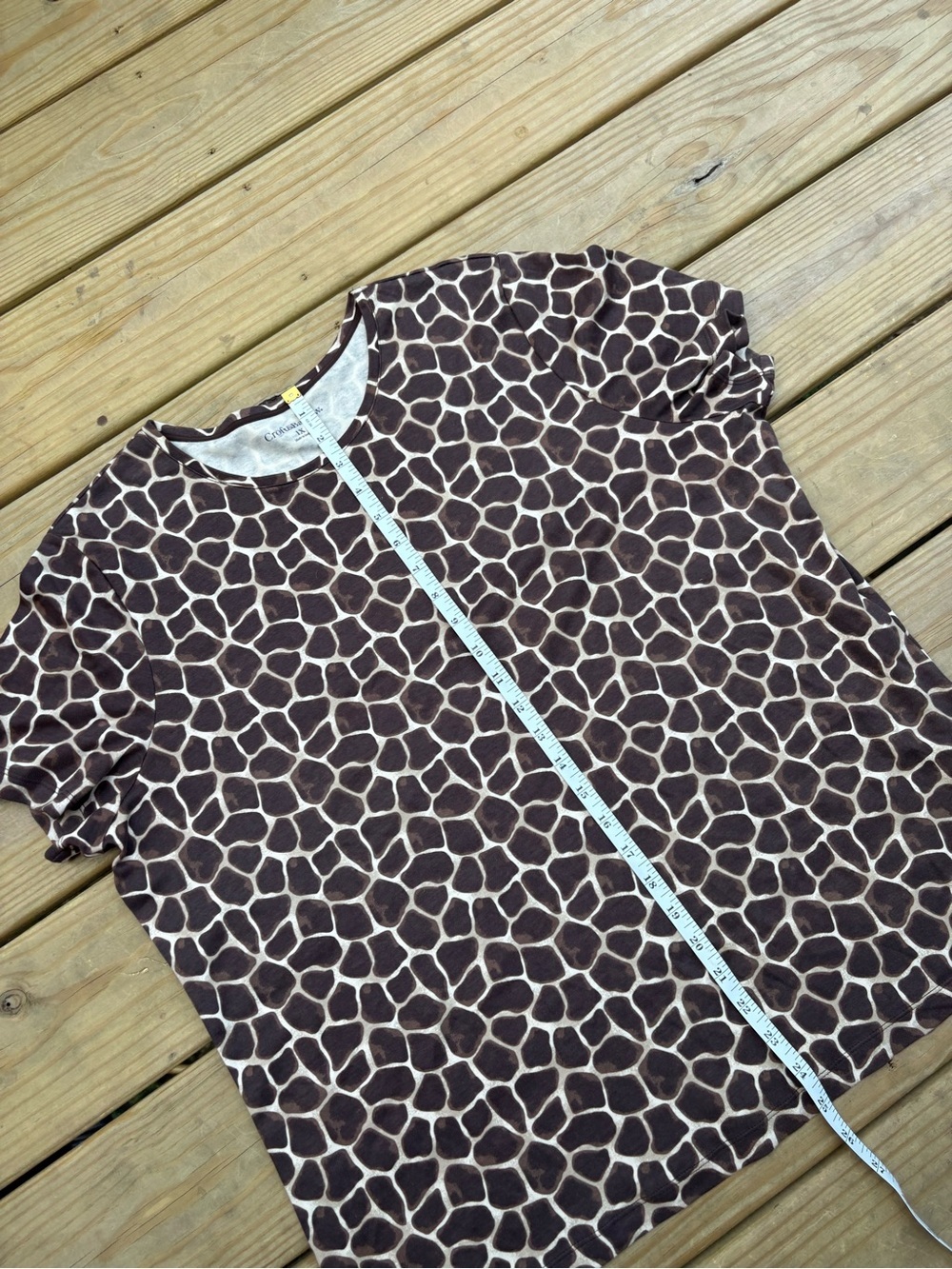 Croft & Barrow Women’s 1X Brown Giraffe Print Short Sleeve T-Shirt Top - Picture 4 of 7